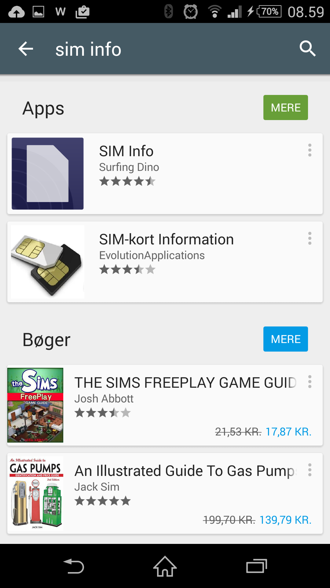 Click the "SIM info" app